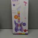 deAO Kids Guitar and Microphone Set with Stand Adjustable Height Music Light Karaoke Music Toys Christmas Birthday Gift for Kids Boys Girls (Purple)