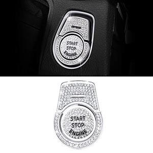CARFIB Car Interior Bling Accessories for BMW 3 5 X3 X5 X6 Series Ignition Button Ring Push Engine Auto Start Stop Off Decals Stickers Cover Parts Decoration Men Women Zinc Alloy Crystal Silver 3 Pack