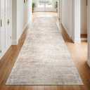 3x10 Hallway Washable Runner Rug - Non-Slip Kitchen Rugs with Rubber Backing Abstract Low-Pile Carpet Runners for Laundry Room Home Decor Bedroom Bathroom Entryway (Ivory Beige Distressed,3x10)