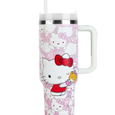 Kitty 40 Oz Stainless Steel Tumbler with Handle, Leak-Proof Lid and Straw, Insulated Water Bottle for Outdoor Cute Kitty Gifts