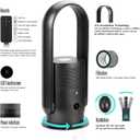 ULTTY Bladeless Tower Fan and Air Purifier Combo, Quiet Oscillating Fan with Remote & Touch Control, 9 Speeds, 8H Timer, HEPA Air Filter, Safe Floor Fan for Bedroom Home Office Black, 23.5"inch, 23.5"High
