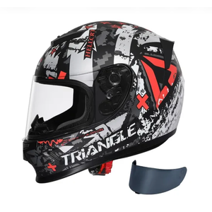 Lightweight and cool modular motorcycle helmet; full-face design with dual anti-fog visors; ECE approved; suitable for men and women; four colored lens options; Size XL.