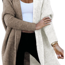 Astylish Women 2025 Fall Outfits Open Front Long Sleeve Hooded Knit Cardigan Sweaters Color Block Outwear Coats Large