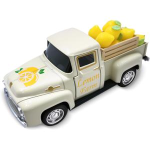 Lemon Decor Vintage Truck Decor with Mini Faux Lemons and Wooden Crate Summer Tiered Tray Decor Lemon Decorations for Home Desk Shelf Farmhouse Kitchen Centerpieces for Tables- Cream