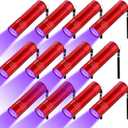 Riakrum 12 Pcs UV Blacklight Flashlights LED Handheld Mini Light Flashlight Small Portable Detector 395nm 9 LED Light for Pet, Carpet Dry Stains Detection, Spot Scorpions, Resin Curing (Red)