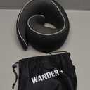 WANDER PLUS Travel Pillow, 100% Pure Memory Foam Travel Neck Pillow Airplane Neck Support Ergonomic Design Best for Sleeping Plane Car Train Office Flight for Adults Black