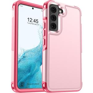Designed for Samsung Galaxy S22 Case, [Military Drop Protection] [Dual Layer Structure Design] Heavy Duty Shockproof Non-Slip Phone Cover for Galaxy S22, Light Pink