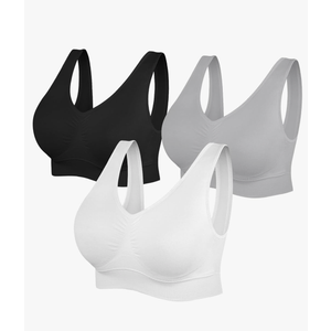 Womens Sports Bras, Yoga Comfort Seamless Stretchy Sports Bra for Women 3 Pack, XL