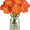 IPOPU Daisy Flowers Artificial,20PCS Orange Flowers Gerbera Daisy Fake Daisies for Wedding Party Office Home Decorations(Orange)