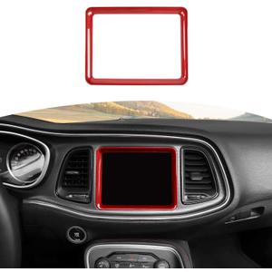 RT-TCZ for Challenger Dashboard Radio Cover Display Screen Trim Frame Red for Dodge Challenger 2015 up Red Interior Accessories