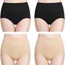 wirarpa Women's Cotton Underwear High Waisted Ladies Panties Full Coverage Briefs 4 Pack (Regular & Plus Size), 3XL