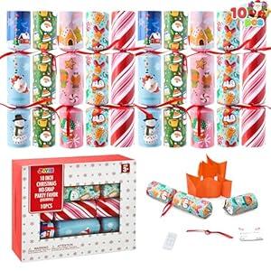 JOYIN 10 Pack Christmas Party Favor Non-Snap Red Deluxe Snowflake Design Party Table Favors with Holiday Party Favor Supplies for Kids and Adults, Christmas Parties, Dinners and Holidays