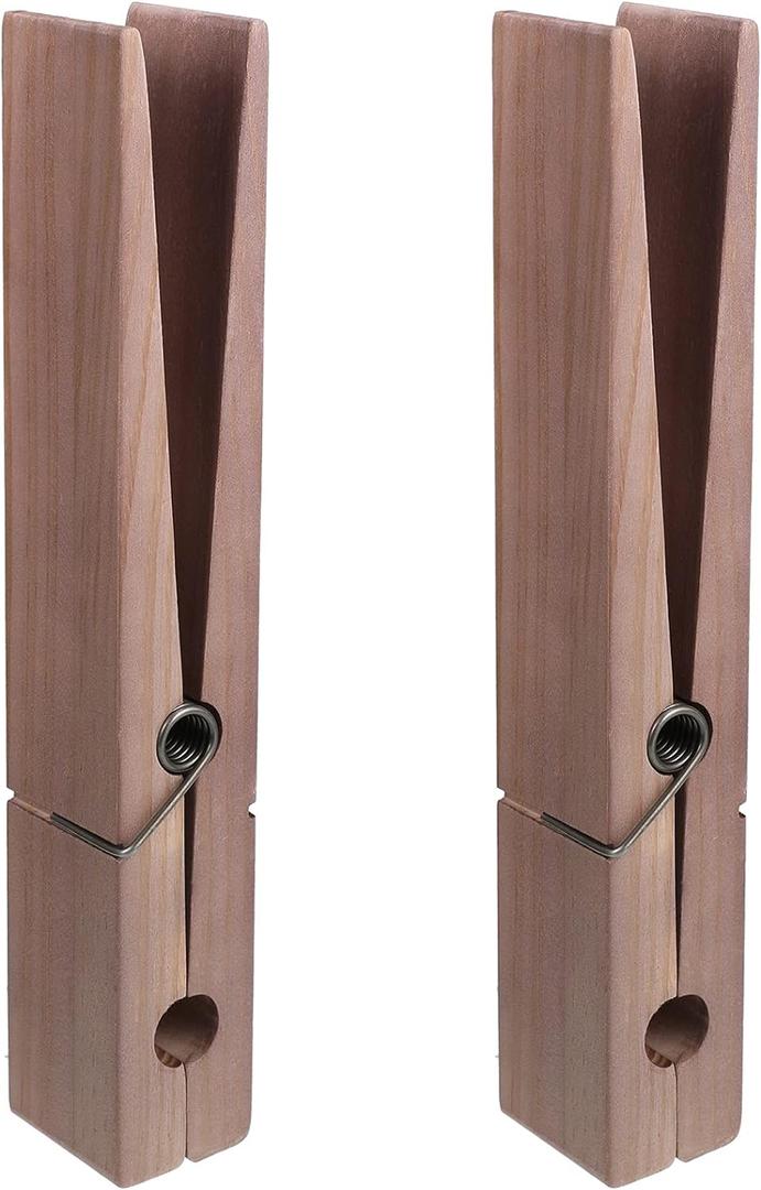 Blulu 2 Pcs 12 Inch Jumbo Wooden Clothespins Large Clothespin Towel Holder Giant Wooden Clothes Pins Large Clothes Clips with Spring for DIY Craft Winter Farmhouse Bathroom Laundry Room(Light Color)