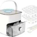 Ice Cube Tray with Lid & Bin Ice Maker Ice Trays for Freezer Ice Container- Reusable Ice Mold for Whiskey, Cocktail, Coffee, Beer Drinks with Ice Trays Ice Tongs (White)