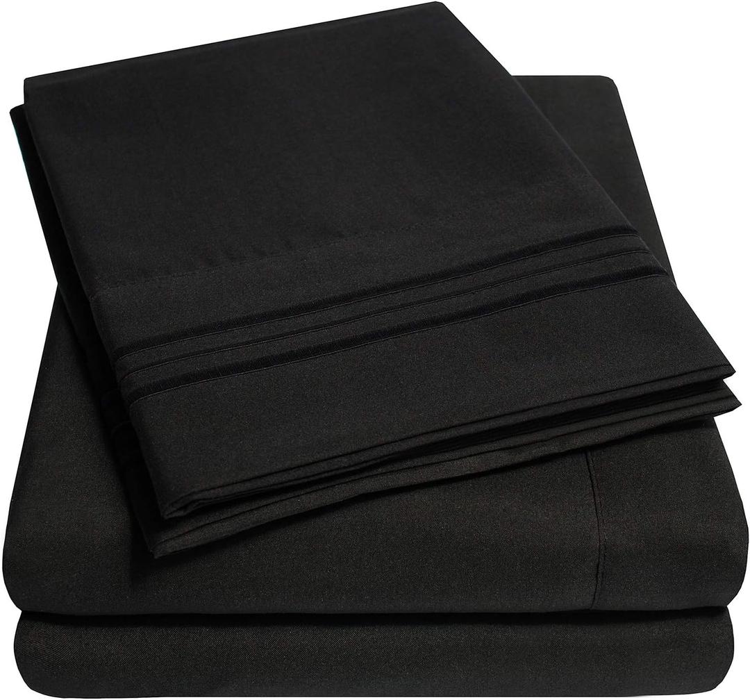 1500 Supreme Collection King Sheet Sets Black - Luxury Hotel Bed Sheets and Pillowcase Set for King Mattress - Extra Soft, Elastic Corner Straps, Deep Pocket Sheets, King Black