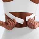 YEOREO Y Back Sports Bras for Women Padded Racerback Bra Paisely Light Impact Adjustable Straps Gym Workout Tops (White, M)
