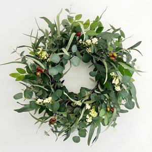 Jobflower 24 Inch Eucalyptus Wreath for Front Door, Artificial Greenery Wreath with Olive Fruit & Berries, Lush All Seasons Farmhouse Wall Decor for Spring Summer Year Round Outside Inside