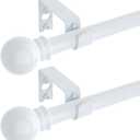 2 Pack White Curtain Rods for windows 32 to 62 inch, 5/8 inch Splicing Heavy Duty Metal Curtain Rod Set with Brackets