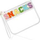 Larrel Clear Makeup Bag,Snack Bags,Snack Bags with Zipper for Travel Preppy Waterproof Makeup Bag Transparent Cosmetic Toiletry Pouch for Purse Accessories for Women Girls,(White)