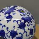 Red Lantern 6" Large Decorative Porcelain Ball, Blue Leaves