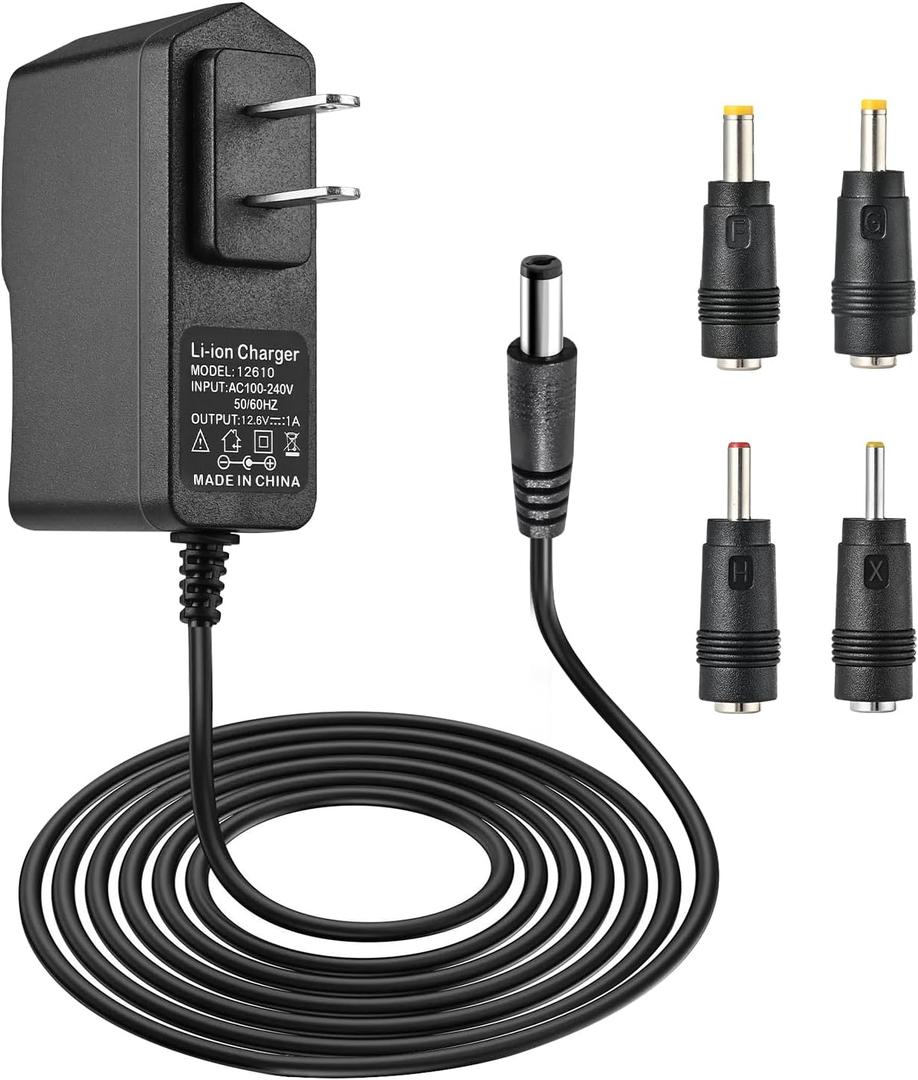 12V Massage Gun Charger, 12.6V 1.0A, Universal 12V, 1.5m/5FT Power Cord, Switch, Power Supply, Battery Charger