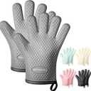 KITCHEN PERFECTION Silicone Smoker Oven Gloves For Women Extreme Heat Resistant BBQ Gloves Handle Hot Food Right on Your Smoker Grill Fryer|Waterproof Oven Mitts Grill Gloves |Superior Set+3 Bonuses