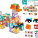 QBI Magnetic Blocks for Toddlers Ages 2-4STEM Magnetic Building Blocks with Trucks & Fruit TilesMontessori Magnet Building Cubes for KidsEducational Gifts for Boys & Girls Ages 2+ (32PCS)