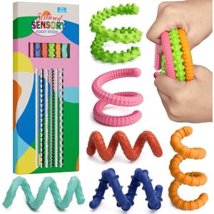 Sensory Fidget Toys for Kids Adults,6PCS Flexible Fidget Sticks for Stress Anxiety Autistic ADHD, Calm Down Travel Airplane Classroom Students Prizes Toys, Stocking Stuffers for Teens Boys Girls