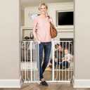 Regalo Safety 36" Extra Tall and 49" Wide Baby Gate for Doorways & Bottom of Stairs, Pressure Mounted Walk Through Baby Gate for Toddlers & Pets, Tested & Safe, American Designed, American Owned (White)