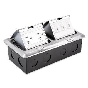 Dual Pop-Up Floor Box Electrical Kit, Recessed Floor Outlet Box, 20 Amp Recaptacle Outlet with 3 LAN for Office, Conference Room and Home Floor
