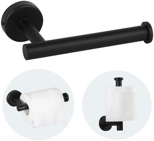 Sotuai Toilet Paper Holder - SUS 304 Stainless Steel Toilet Paper Holder Wall Mount, Toilet Paper Roll Holder for Bathroom, Kitchen, Washroom - Matte Black, Pack of 2
