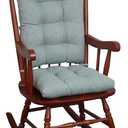 Klear Vu Omega Non-Slip Rocking Chair Cushion Set with Thick Padding and Tufted Design, Includes Seat Pad & Back Pillow with Ties for Living Room Rocker, 17x17 Inches, 2 Piece Set, Celadon