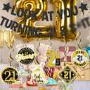 21st Birthday Decorations for Him Glitter Black Happy 21st Birthday Decorations with Funny Look At You Turning 21 Banner Hanging Swirls for 21 Year Old Birth Party