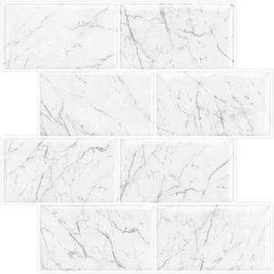 Tic Tac Tiles Peel and Stick Thicker Tiles (4, Subway Marble)