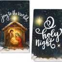 ARKENY Jesus Christmas Kitchen Towels Set of 2,Holy Night Xmas Dish Towels 18x26 Inch Drying Dishcloth,Farmhouse Nobel Home Decoration AD399