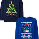 The Children's Place Unisex-Child All Holidays,Birthdays Long Sleeve Graphic T-Shirts,2 Pack (Large)