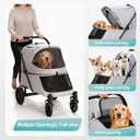 Pet Stroller with Ramp for Large Dogs up to 132lbs, Large Pet Gear for Multiple Dogs/Cats, All-Terrain with Mesh Dual-Window & NO-Zip, Removable Mattress & Slope Pad (Gray)