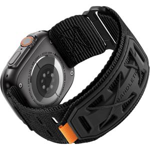 Compatible with Apple Watch Ultra Band Men Women, Wide Tactical Military Nylon Rugged Soft Sport Loop for iWatch 49mm(Ultra2),46mm(Series 10),45mm(9/8/7),44mm(SE2/SE/6/5/4),42mm(3/2/1) (Black)