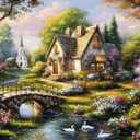Beautiful Cottage Jigsaw Puzzles 1000 Pieces for Adults Quaint Church 1000 Piece Jigsaw Puzzles for Adults