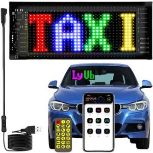 Light Signs for Car,Programmable LED Sign,Flexible Digital Sign,Control by Bluetooth APP, DIY Design Light Color,Animations,Text,Graffiti