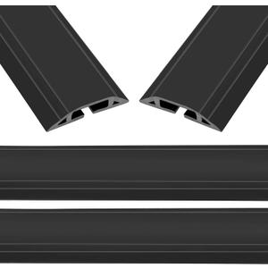 Eapele 10 ft Floor Cord Cover Heavy Duty Cable Protector, Easy to Unroll, Prevent Trip Hazard for Home Office or Outdoor Settings (Black - 2pcs)