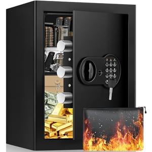 2.8 Cu ft Large Home Safe Fireproof Waterproof, Fire proof Safe Box for Home Documents with Fireproof Bag, Programmable Keypad and Removable Shelf, Anti-Theft Safety Box for Money Medicines Jewelry