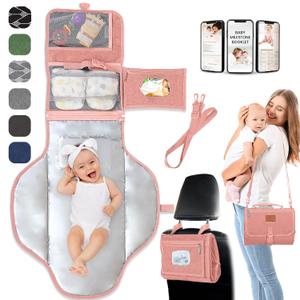 Portable Changing Pad for Baby Soft, Comfortable Portable Diaper Changing Pad with Wipes Pockets, Waterproof and Easy to Clean Baby Shower Gifts Newborn Essentials Must Haves Baby Registry Search