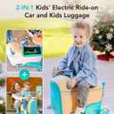 Gyroor Kids Electric Ride On Car Toy for Ages 4-8, 2-in-1 Airplane Travel Suitcase with Storage, 3 Speed Modes, Flashing LED Wheels, Rechargeable Battery for Indoor and Outdoor Play, 22 inches x 11.8 inches x 17.7 inches