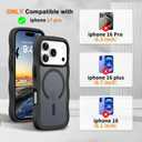 Hualele for iPhone 17 Pro Case Cute for Women, Compatible with MagSafe, Military Grade Dropproof Translucent Matte Back Curly Wave Edge Slim Girly Phone Case 17 Pro Case iPhone, Black