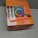 Karaoke Machine, Portable Bluetooth Speaker with 2 Wireless Microphones for Adults & Kids with Lights, Karaoke Microphone with PA System Supports USB/TF/REC/FM/AUX for Home Party Home System Packages (Black)