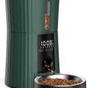 Petory Timed Automatic Cat Feeders - 4L Programable Dry Food Dispenser for Cats and Small Medium Dogs 6 Meals with Desiccant Bag Dual Power Supply 10S Voice Recorder (Green)