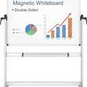 VIZ-PRO Double-Sided Magnetic Mobile Whiteboard, 48 x 36 Inches, Aluminium Frame and Stand