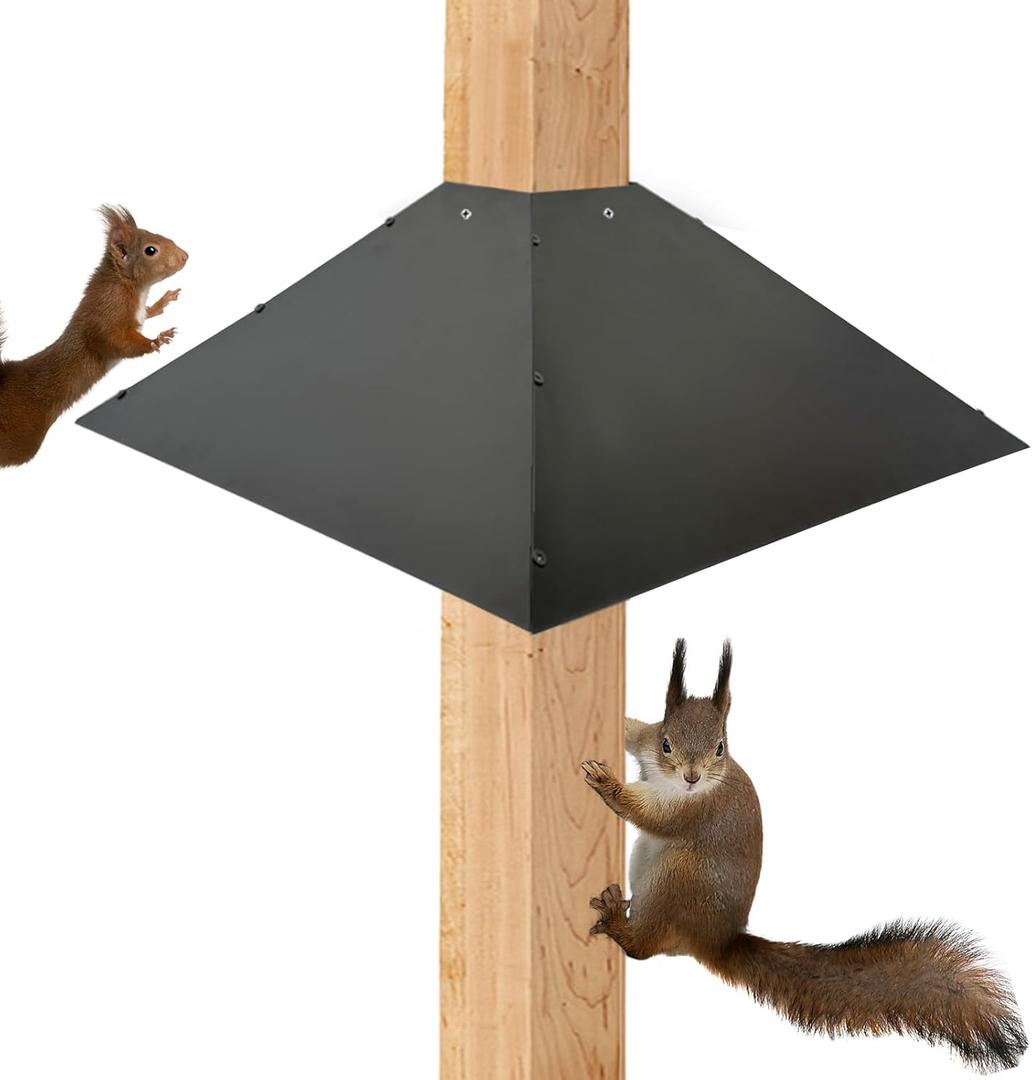 Metal Squirrel Baffle for 4x4 Wooden Pole, 19 Inch Metal Squirrel Deterrent Guards for Bird Feeders, Mount on Outside Wooden Pole, Squirrel Stopper to Deter Raccoons