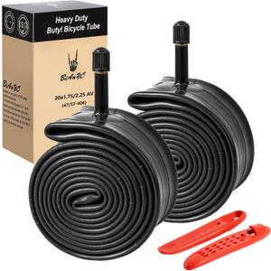 Heavy Duty 20 Inch Bike Tubes 20x1.75/2.25 Bicycle Tubes AV32MM Schrader Valve 45/57-406 Compatible with 20x1.75 20x1.90 20x1.95 20x2.0 20x2.10 20x2.125 20x2.25 Bike Inner Tubes-1 PC/2 PCS